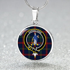 Eglinton District (Montgomery of Ayrshire) Modern Tartan Crest Circle Necklace