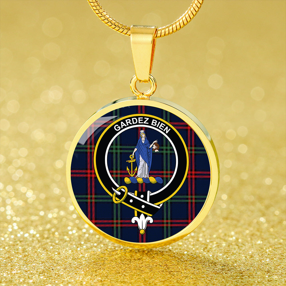 Eglinton District (Montgomery of Ayrshire) Modern Tartan Crest Circle Necklace