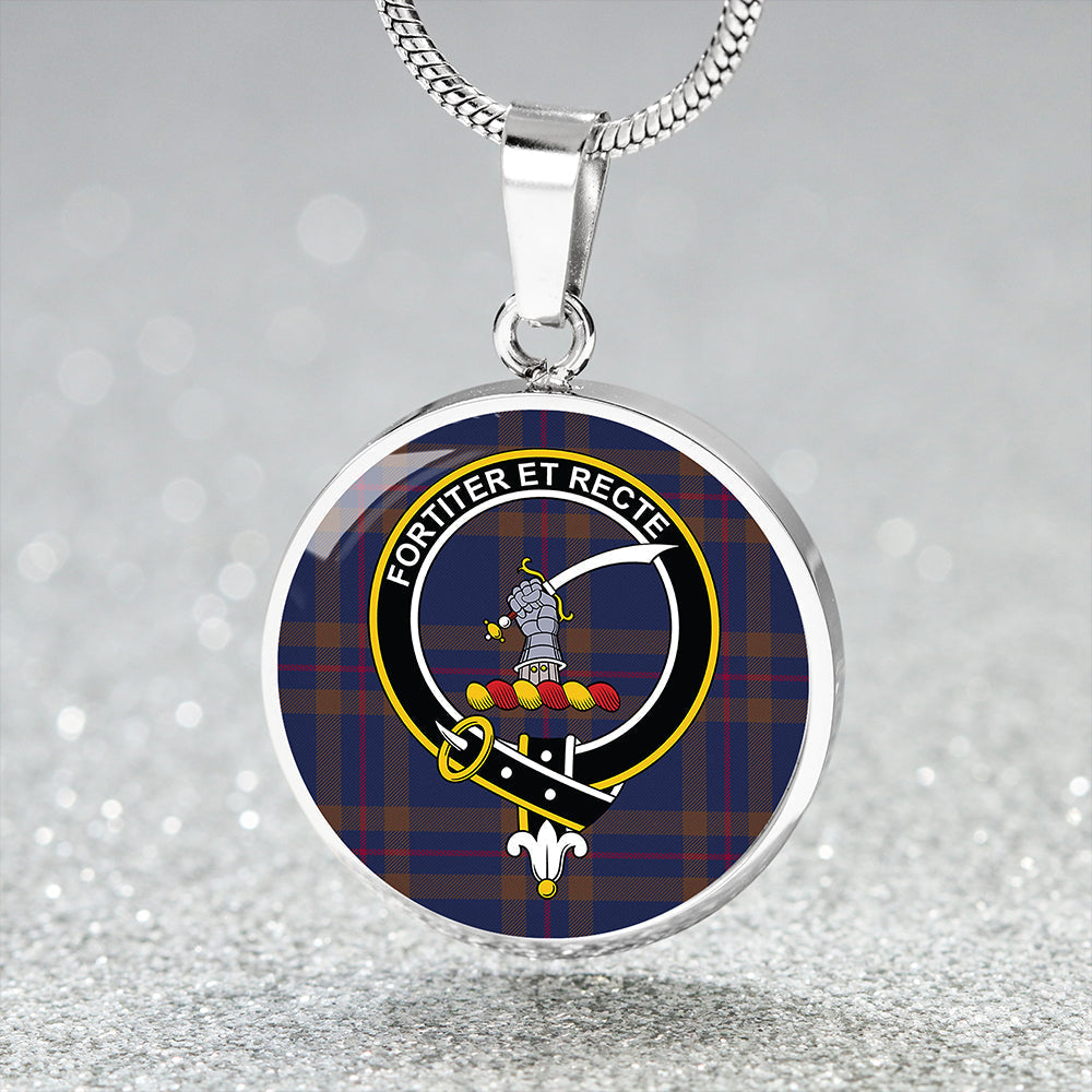 Elliot (Ellot) (Clans Originaux) Modern Tartan Crest Circle Necklace