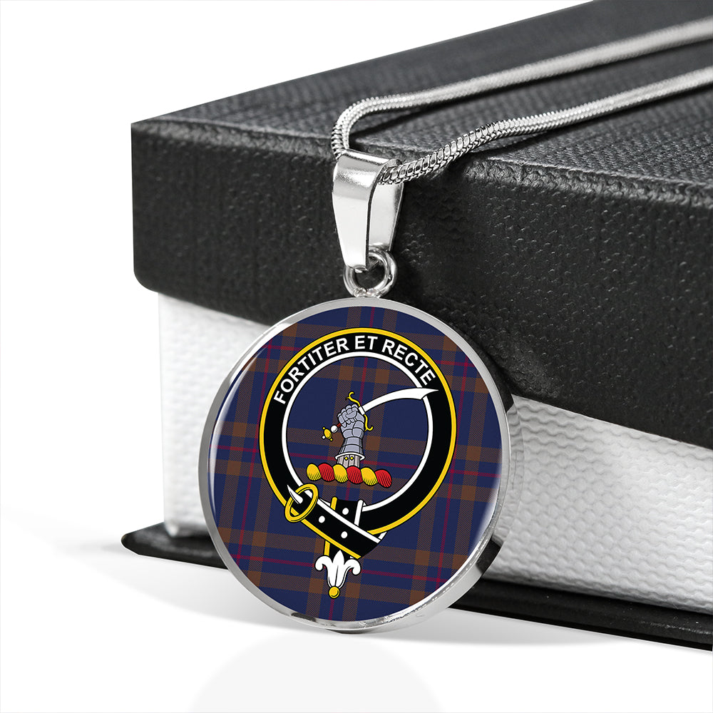 Elliot (Ellot) (Clans Originaux) Modern Tartan Crest Circle Necklace