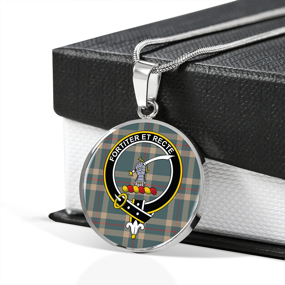 Elliot (Ellot) (Clans Originaux) Weathered Tartan Crest Circle Necklace
