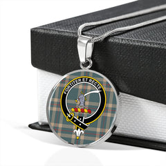 Elliot (Ellot) (Clans Originaux) Weathered Tartan Crest Circle Necklace