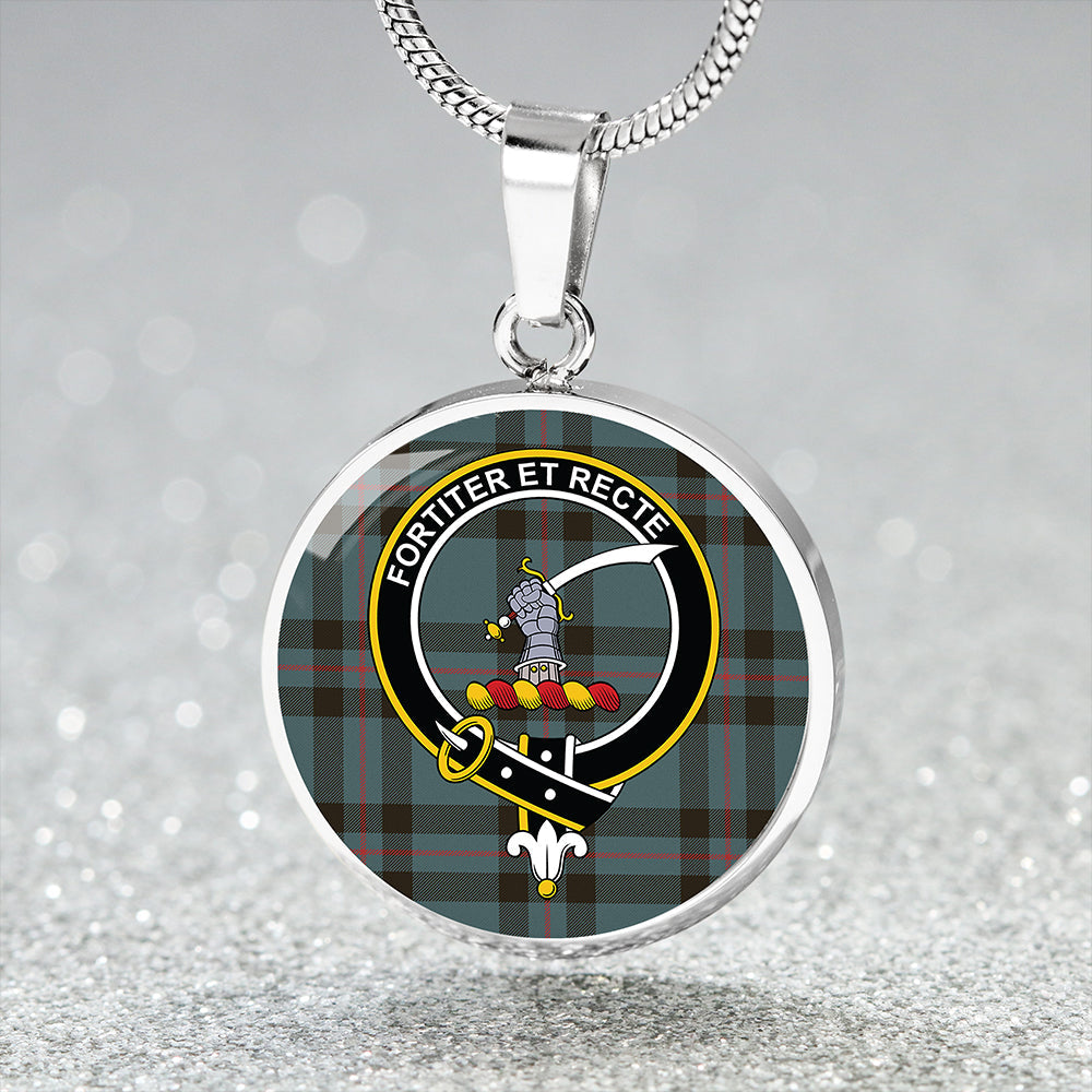 Elliot (Ellot) Weathered Tartan Crest Circle Necklace