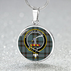 Elliot (Ellot) Weathered Tartan Crest Circle Necklace