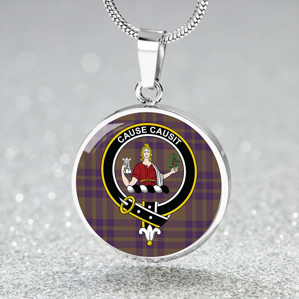 Elphinstone Weathered Tartan Crest Circle Necklace