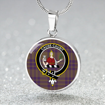 Elphinstone Weathered Tartan Crest Circle Necklace