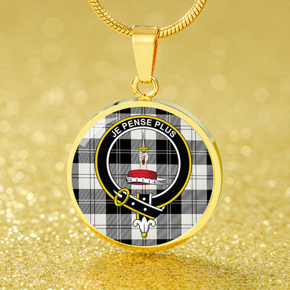 Erskine Black & White Tartan Crest Circle Necklace