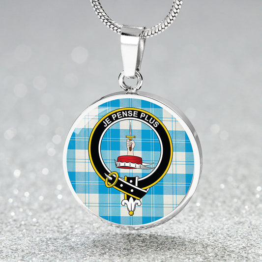 Erskine Blue Tartan Crest Circle Necklace