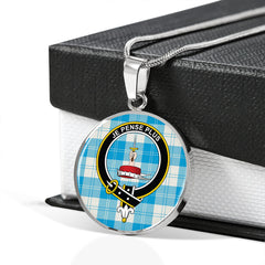 Erskine Blue Tartan Crest Circle Necklace