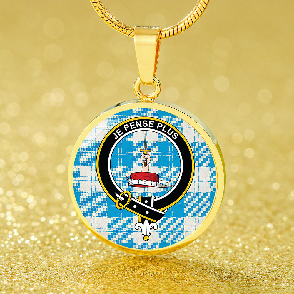 Erskine Blue Tartan Crest Circle Necklace