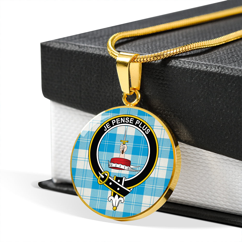 Erskine Blue Tartan Crest Circle Necklace