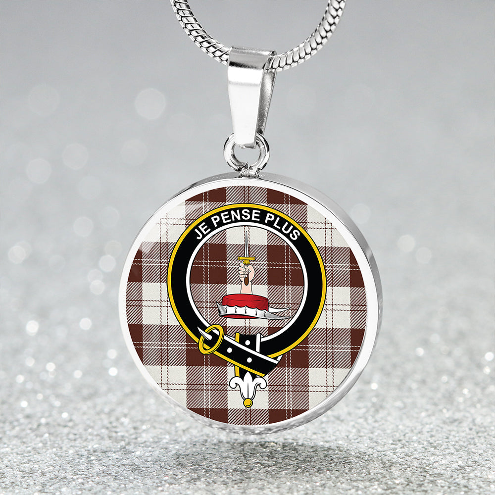 Erskine Burgundy Tartan Crest Circle Necklace