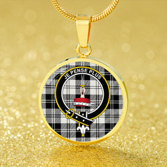 Erskine Dress Dance Black Tartan Crest Circle Necklace