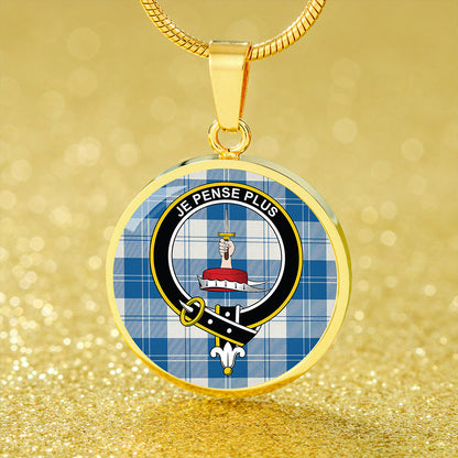 Erskine Dress Dance Blue Ancient Tartan Crest Circle Necklace