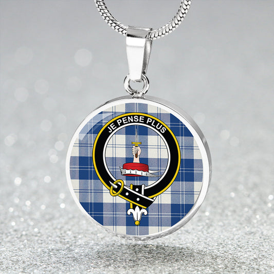 Erskine Dress Dance Blue Modern Tartan Crest Circle Necklace