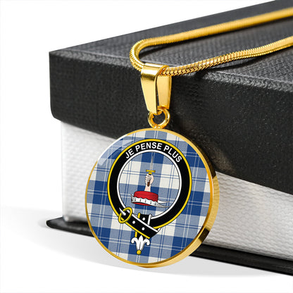 Erskine Dress Dance Blue Modern Tartan Crest Circle Necklace