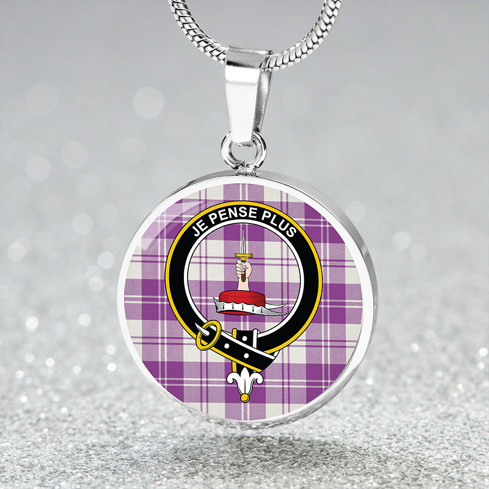 Erskine Dress Purple Tartan Crest Circle Necklace