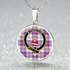 Erskine Dress Purple Tartan Crest Circle Necklace