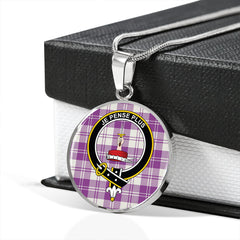 Erskine Dress Purple Tartan Crest Circle Necklace