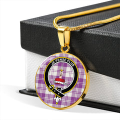 Erskine Dress Purple Tartan Crest Circle Necklace