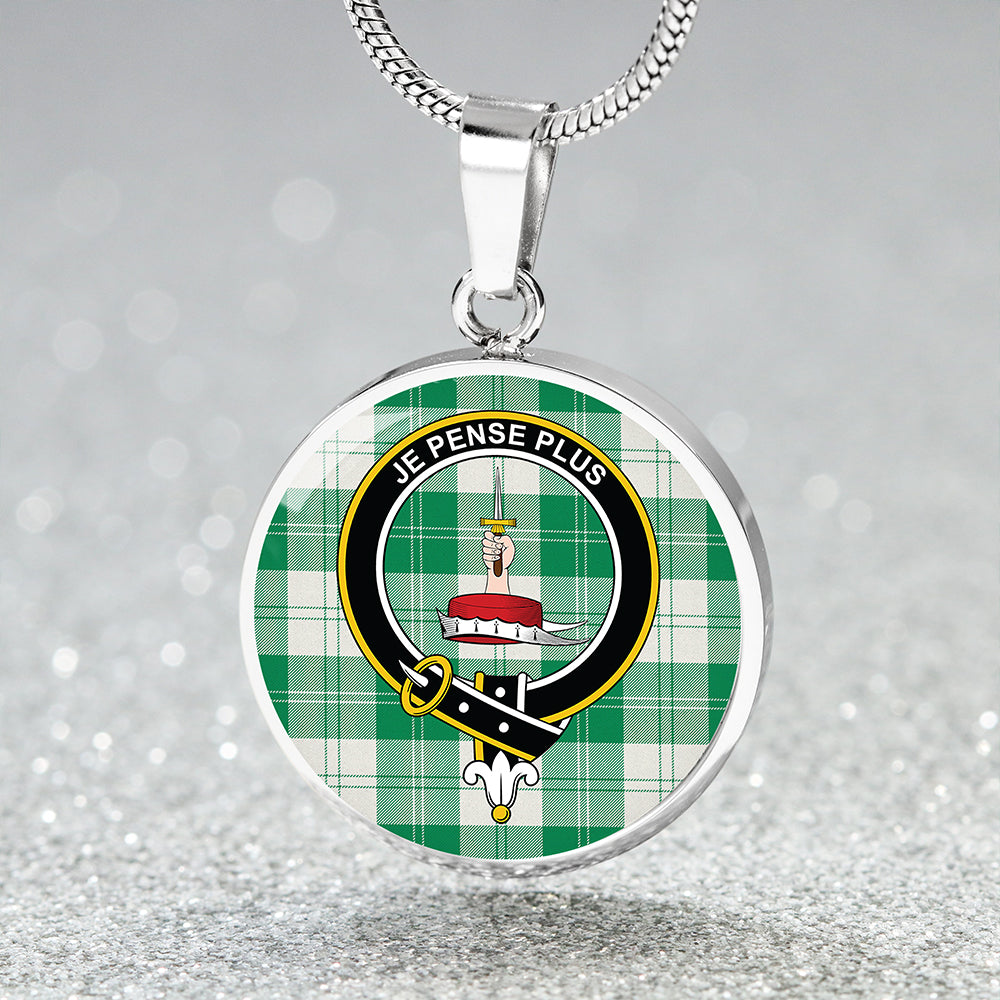 Erskine Green Tartan Crest Circle Necklace