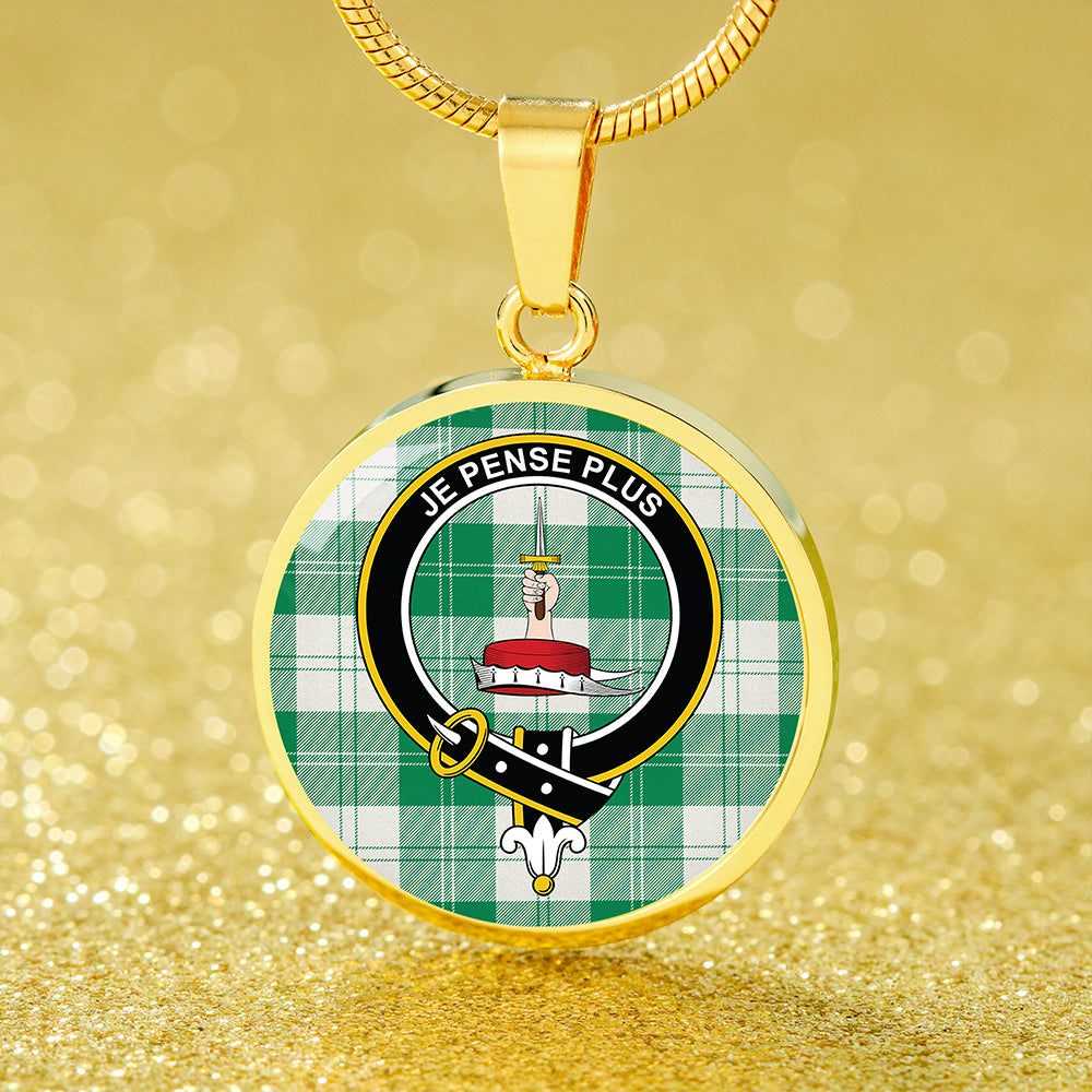 Erskine Green Tartan Crest Circle Necklace