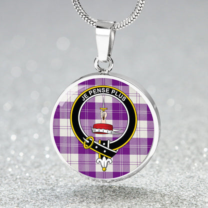 Erskine Purple Tartan Crest Circle Necklace