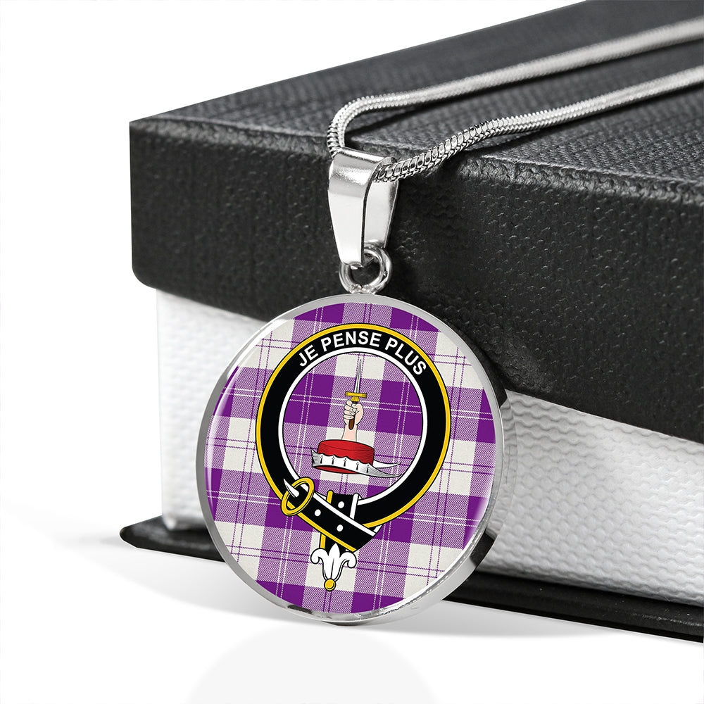 Erskine Purple Tartan Crest Circle Necklace