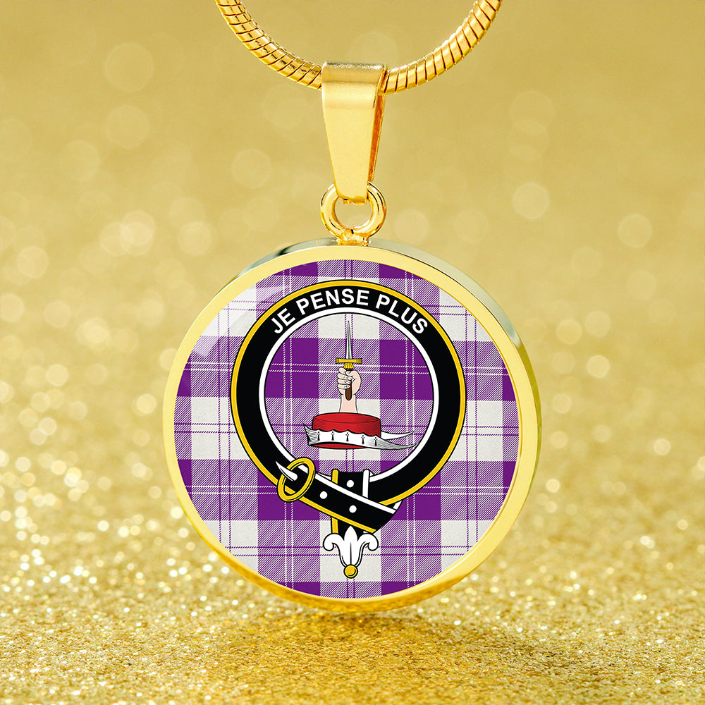 Erskine Purple Tartan Crest Circle Necklace