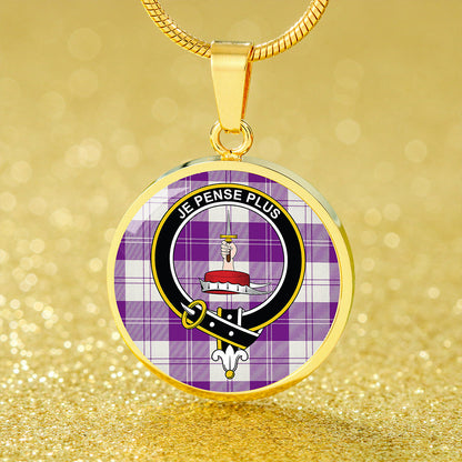 Erskine Purple Tartan Crest Circle Necklace