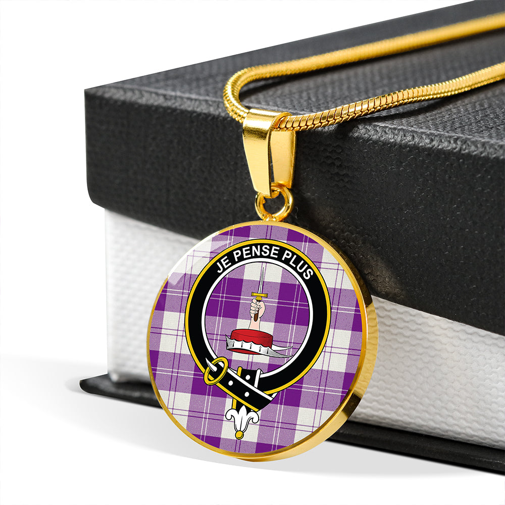 Erskine Purple Tartan Crest Circle Necklace