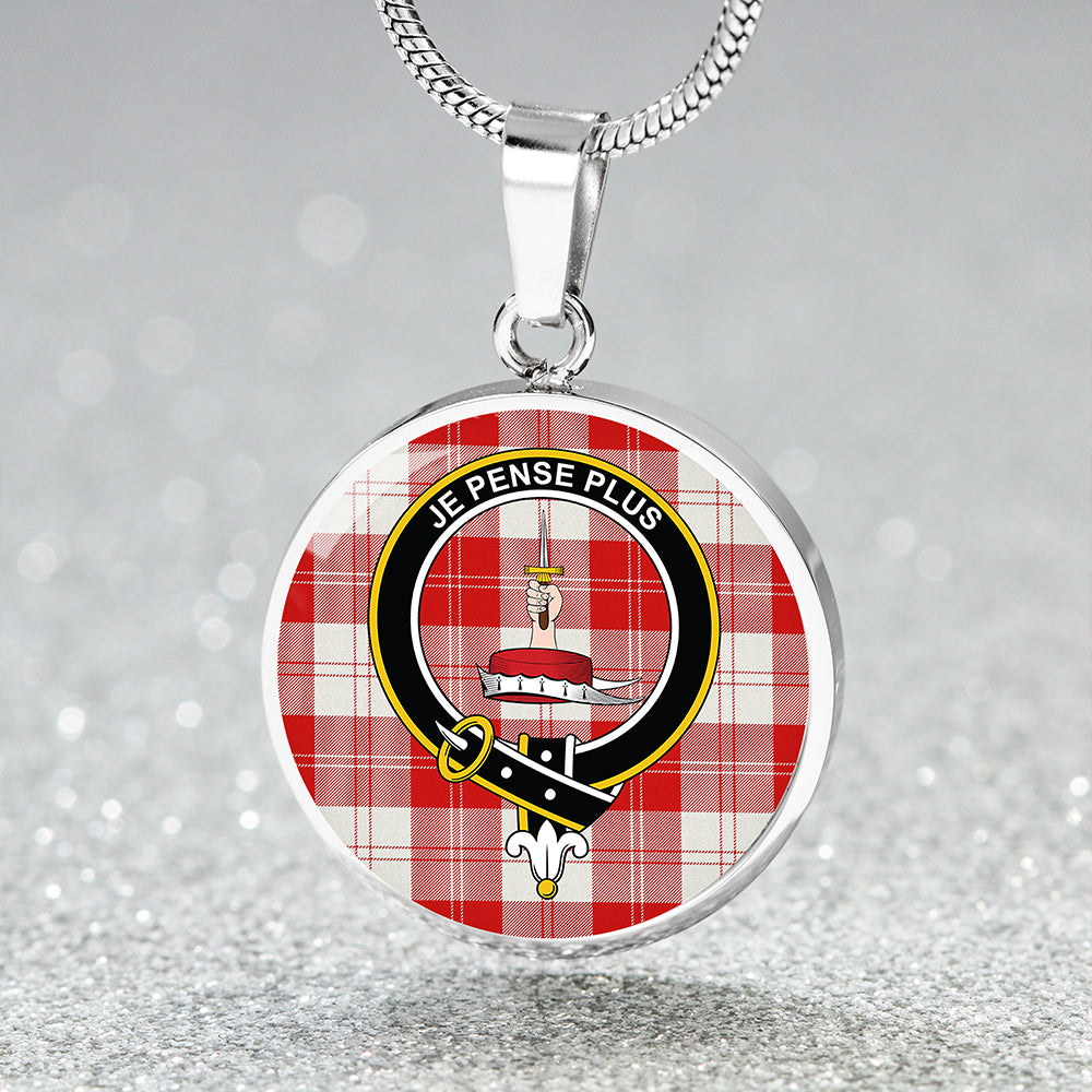 Erskine Red Tartan Crest Circle Necklace