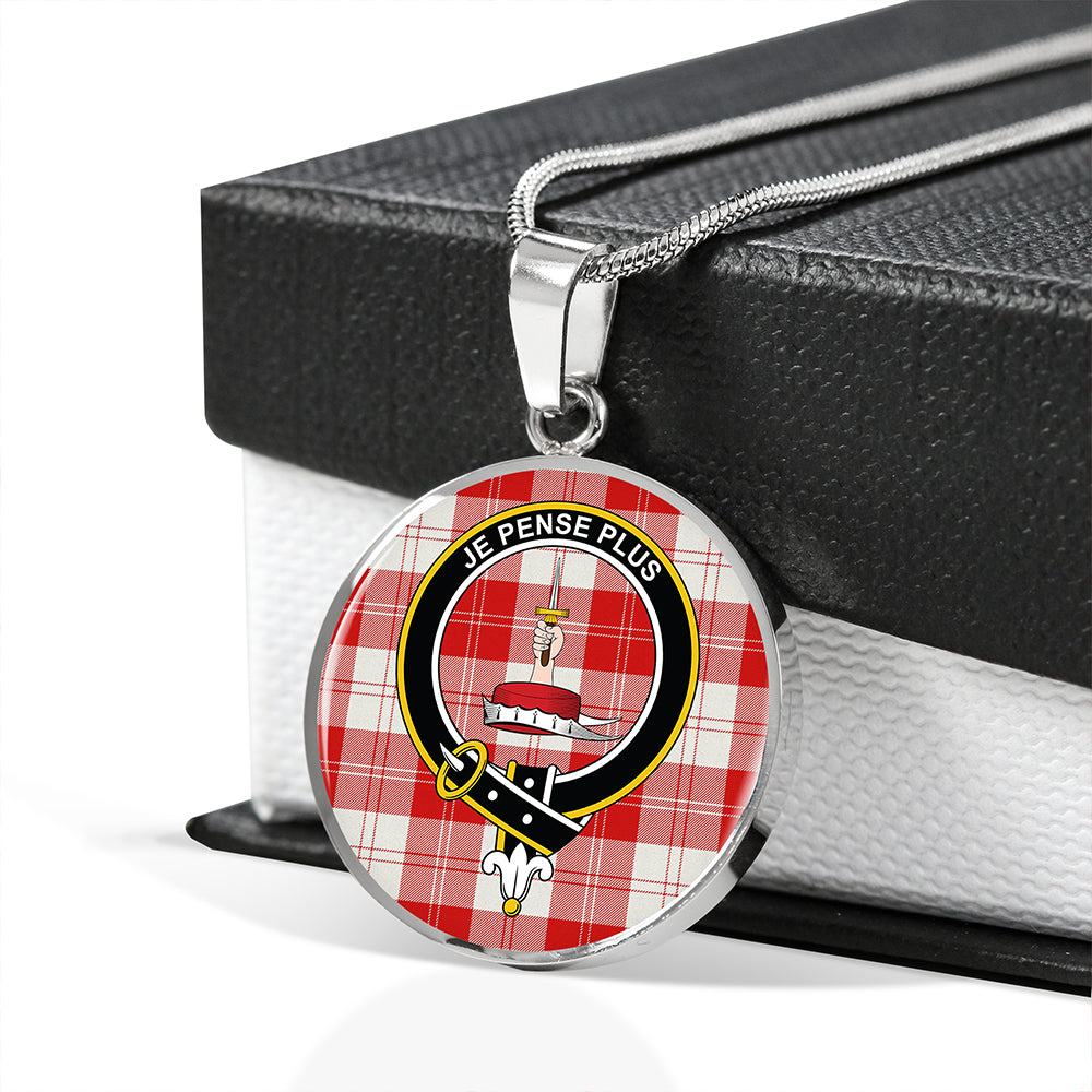 Erskine Red Tartan Crest Circle Necklace