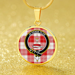 Erskine Red Tartan Crest Circle Necklace