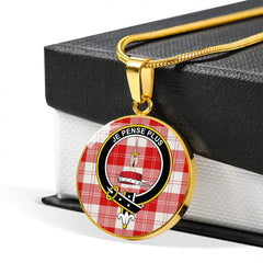 Erskine Red Tartan Crest Circle Necklace