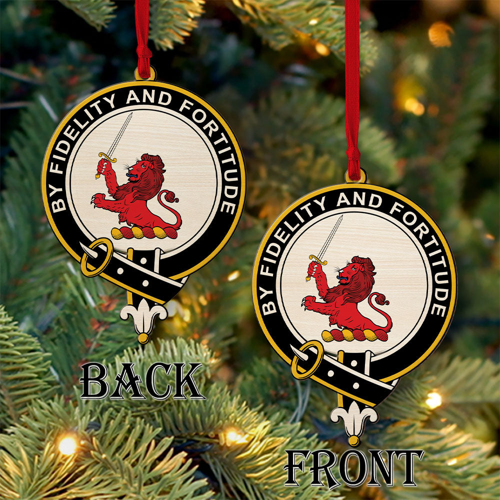 Farquharson Tartan Crest Wood Acrylic Ornament