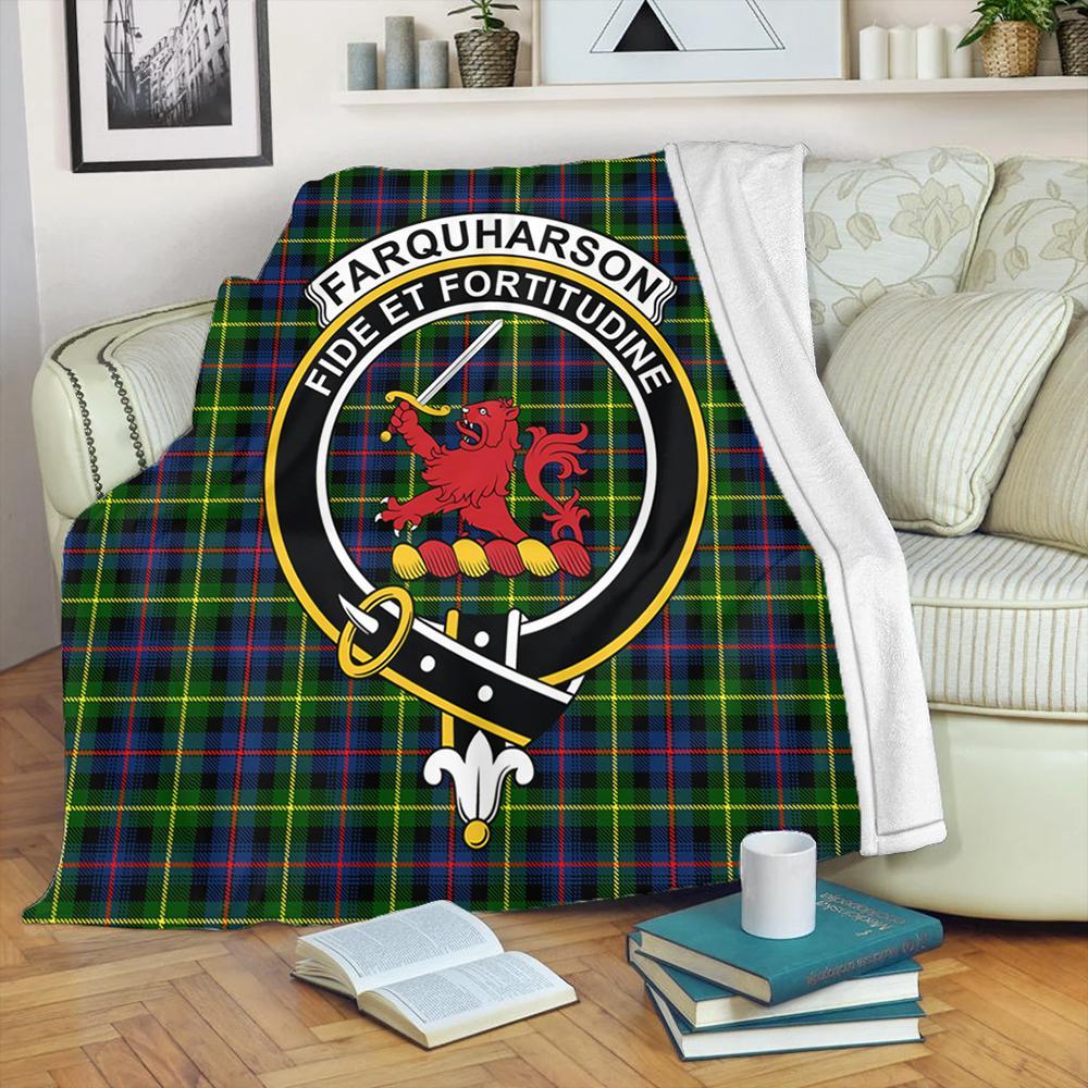 Farquharson Modern Tartan Crest Premium Blanket