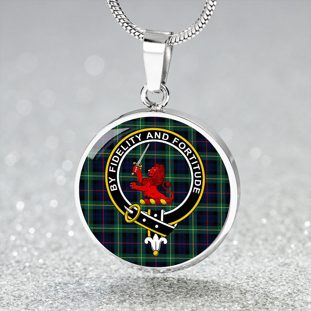 Farquharson Modern Tartan Crest Circle Necklace