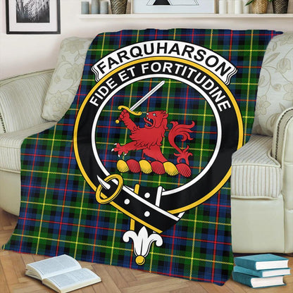 Farquharson Modern Tartan Crest Premium Blanket