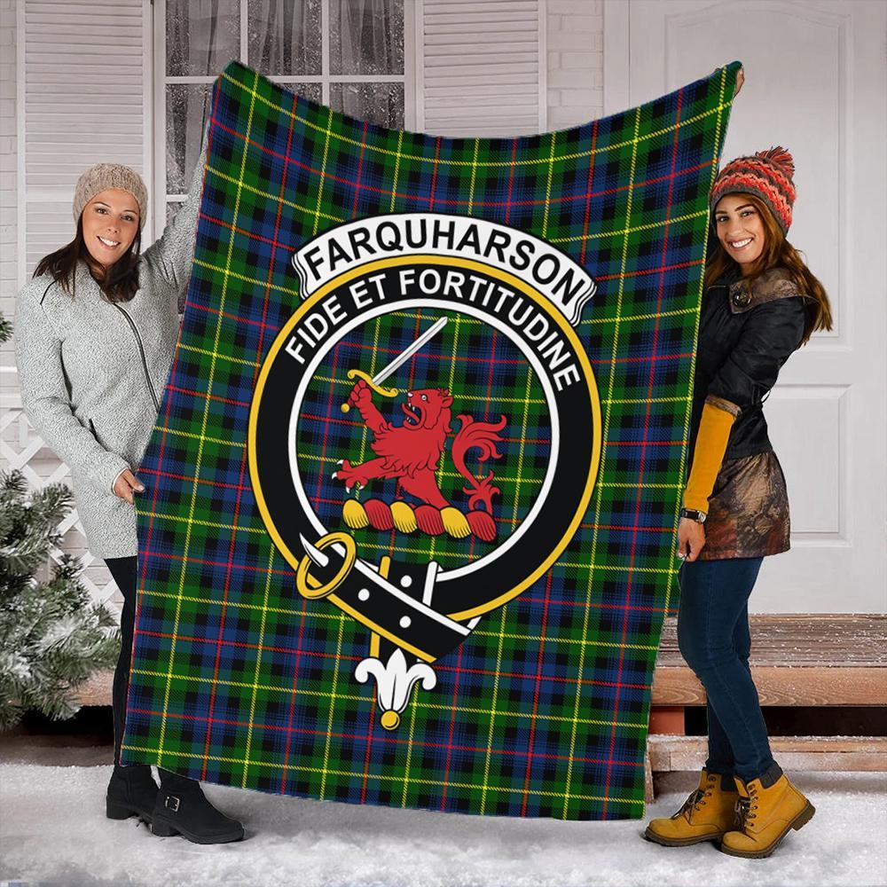 Farquharson Modern Tartan Crest Premium Blanket