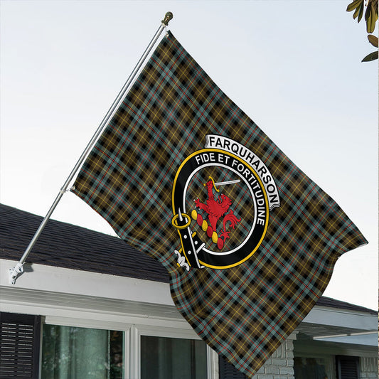 Farquharson Weathered Tartan Classic Crest House Flag