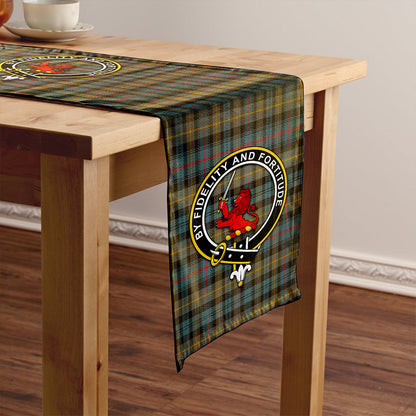 Farquharson Weathered Tartan Crest Table Runner