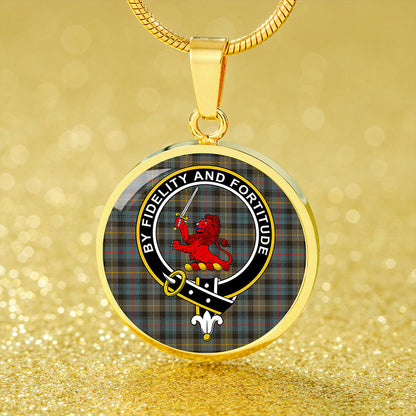 Farquharson Weathered Tartan Crest Circle Necklace