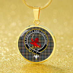 Farquharson Weathered Tartan Crest Circle Necklace