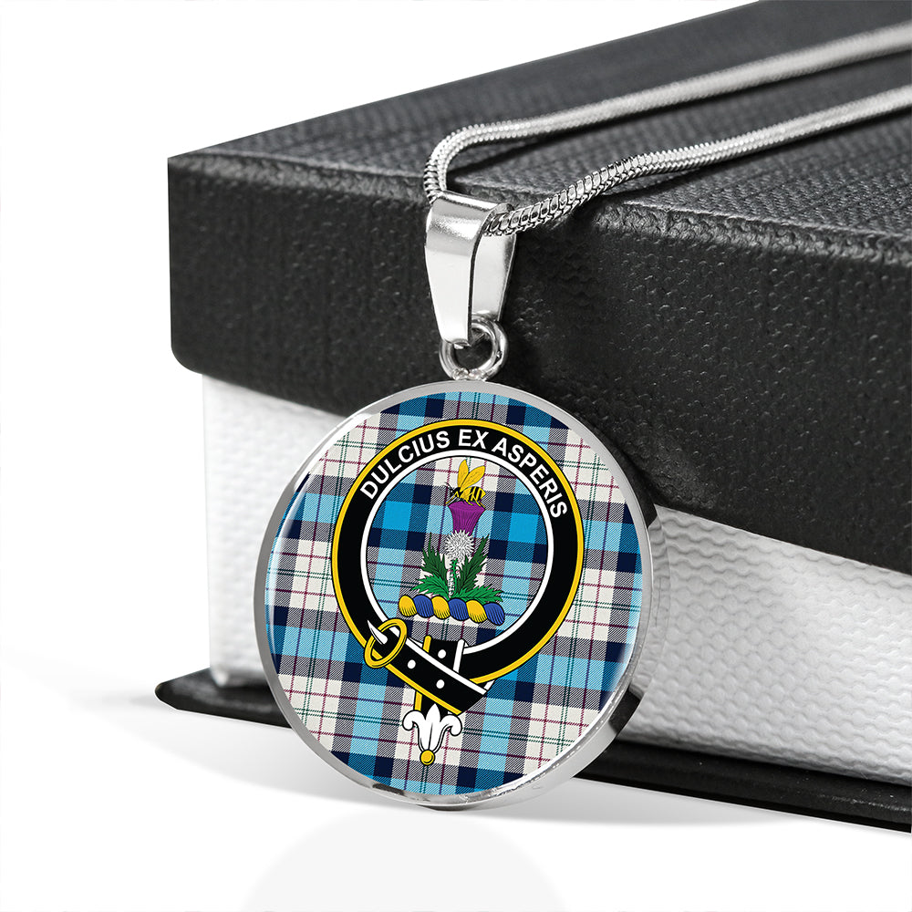 Ferguson Dress Blue (Dance) Tartan Crest Circle Necklace