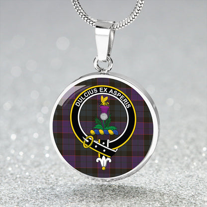 Ferguson of Balquhidder Weathered Tartan Crest Circle Necklace