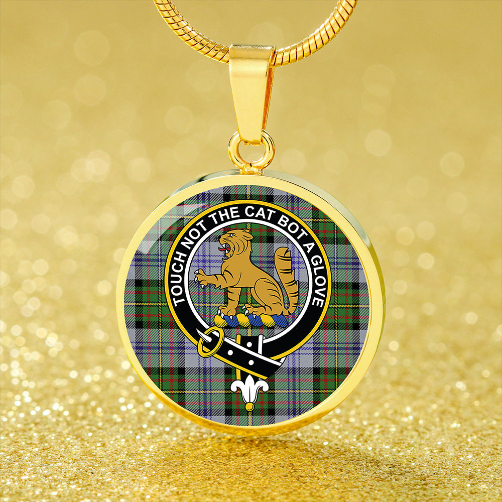 Firth of Tay (Gillies Dress) Modern Tartan Crest Circle Necklace