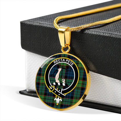 Fletcher Family Modern Tartan Crest Circle Necklace