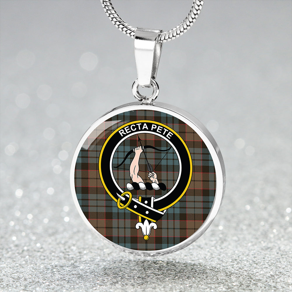 Fletcher Family Weathered Tartan Crest Circle Necklace