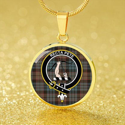 Fletcher Family Weathered Tartan Crest Circle Necklace